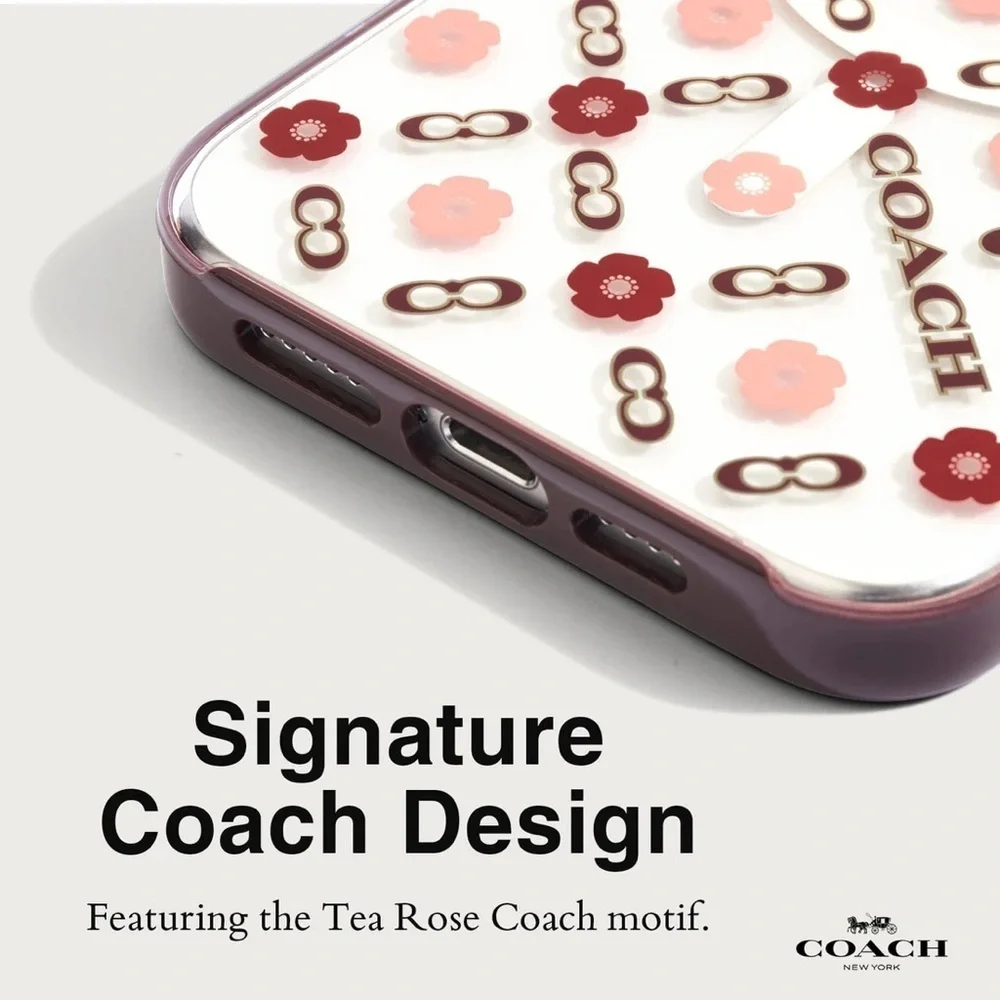 Coach Tea Rose iPhone 15 PRO Case, Compatible with MagSafe